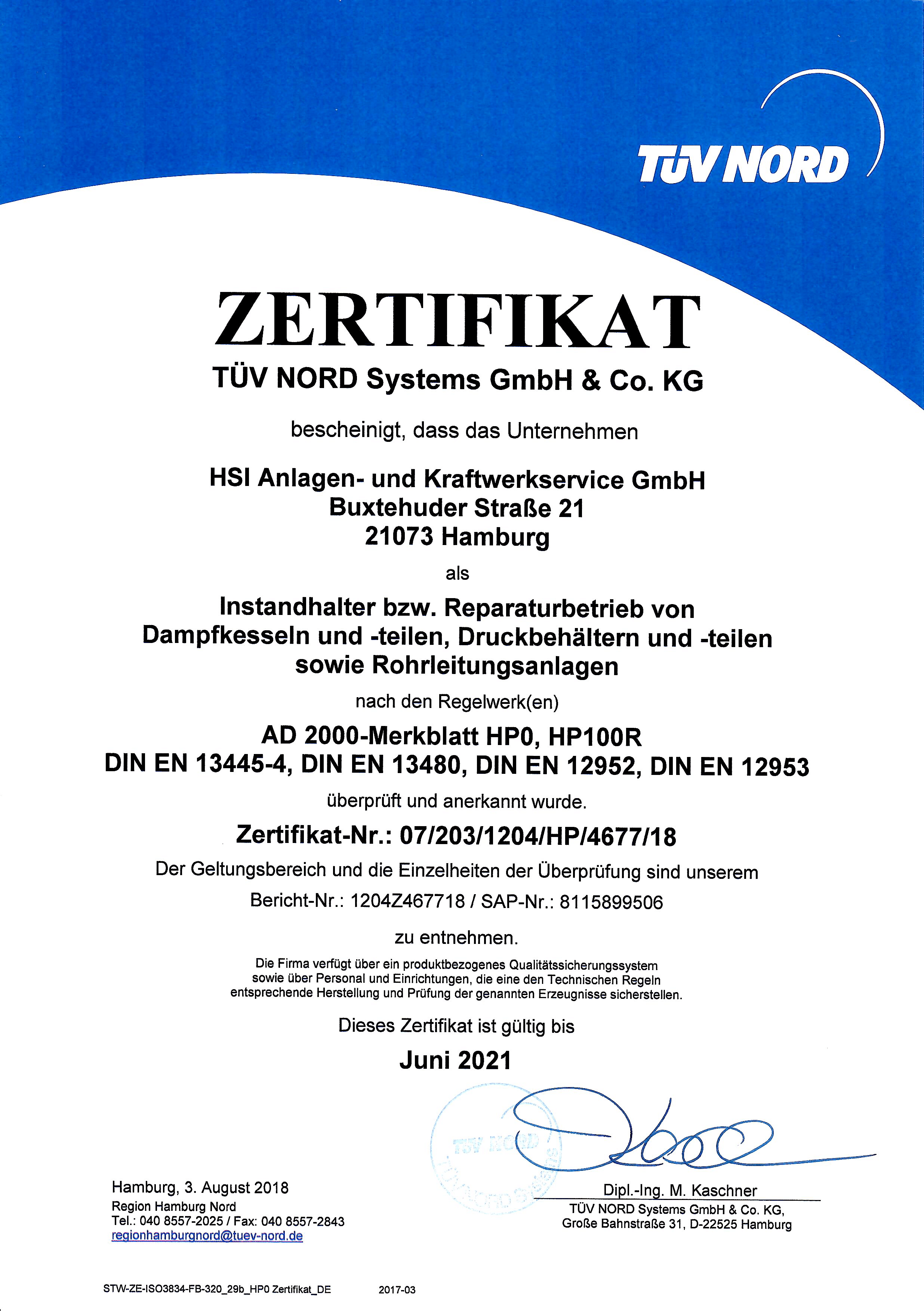 Zertifikate Hsi Hamburg